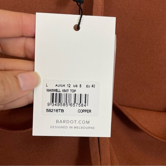 NWT Bardot Copper Maxwell Long Sleeve Cut‎ Out Knit Top Size L - Picture 7 of 9